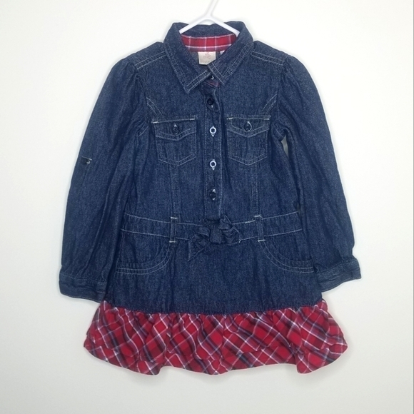 Route 66 Denim Jean Plaid Dress 3T - Picture 1 of 3
